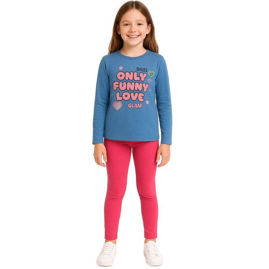 Conjunto Moletom e Calça Infantil Menina Estampado Glitter Algodão Brandili