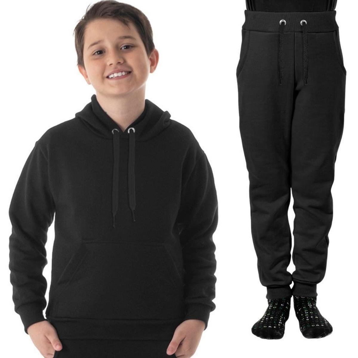 Conjunto Moletom Infantil Blusa de Frio Canguru e Calça Benellys