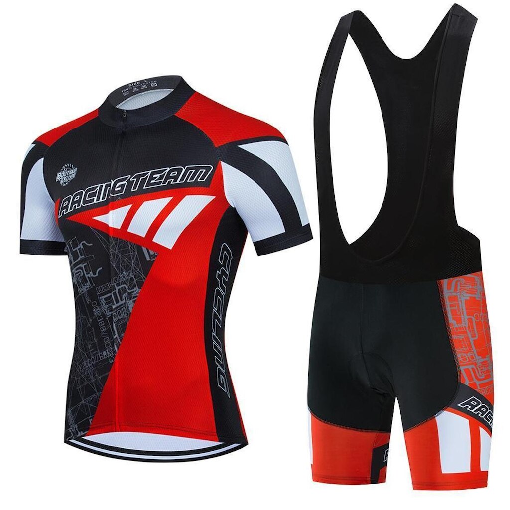 Conjunto Roupa de Ciclismo Bretelle + Camisa com Zíper Full 3 Bolsos