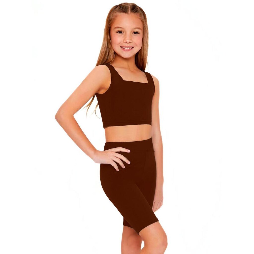 Conjunto Treino Top e Short Menina Infantil Esporte Ginástica Fitness
