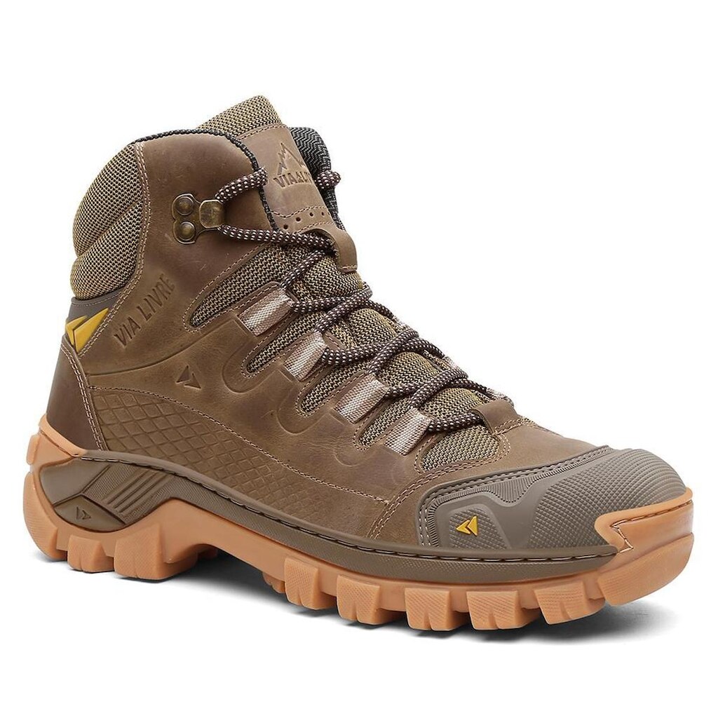 Coturno Cano Curto Adventure Masculino Bota Masculina Em Couro Aventura Outdoor Kansas