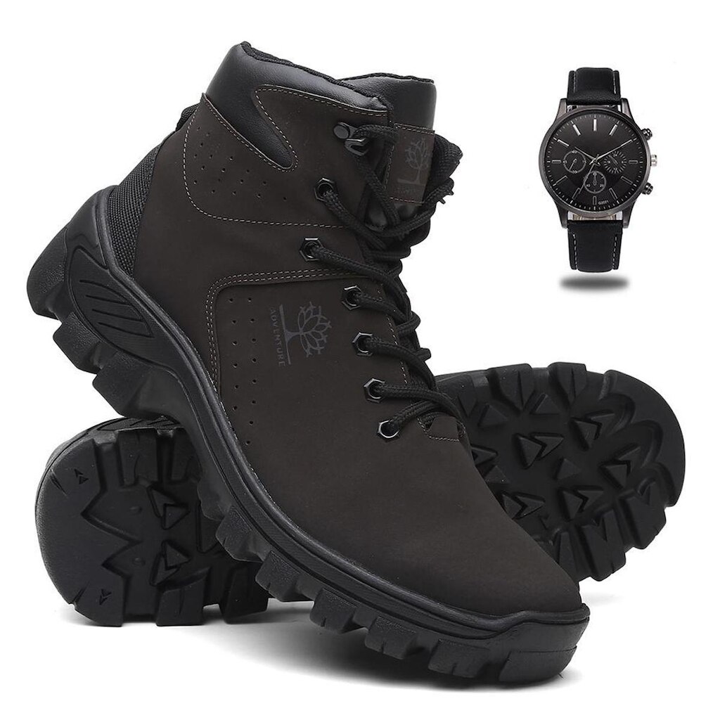 Coturno Masculino Bota Adventure + Relógio