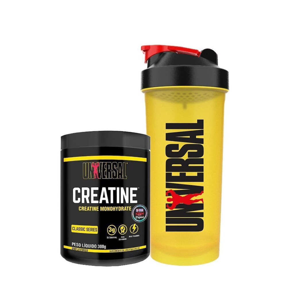 Creatina Monohidratada 300g + Coqueteleira 600ml - Universal