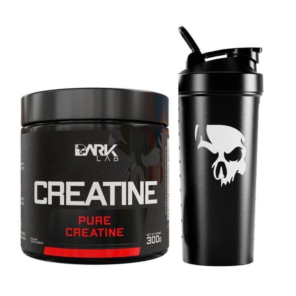 Creatina Pura 300g e Coqueteleira Fuse 700 ml Dark Lab