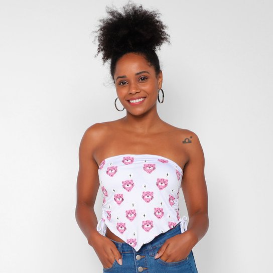Cropped Lenço Tricats Roar Feminina - Branco