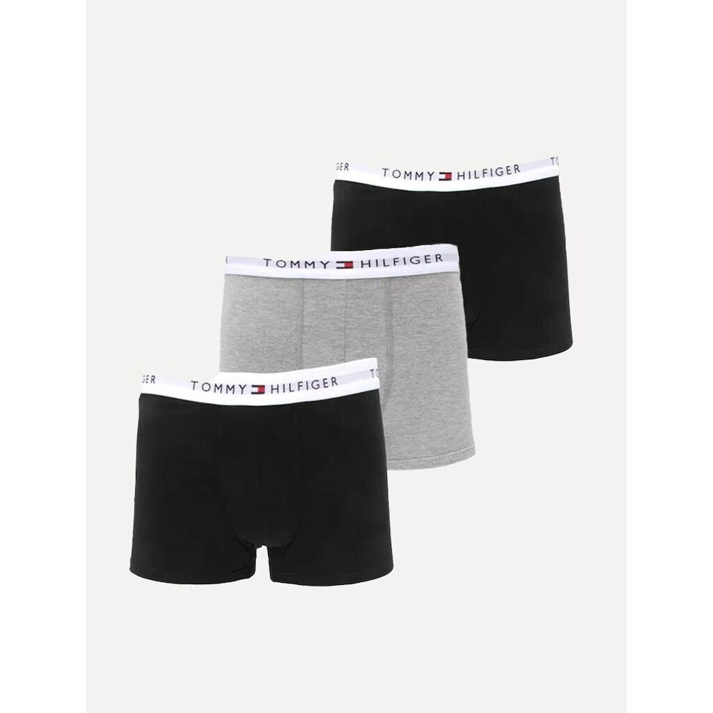 Cueca Tommy Hilfiger Cotton Stretch Trunk Preta Cinza Mescla Pack 3UN