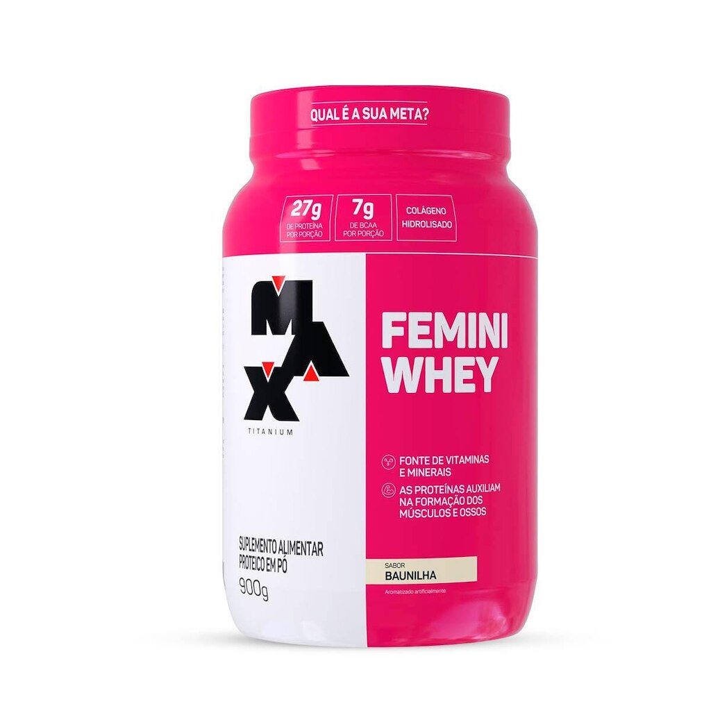 FEMINI WHEY 900G MAX TITANIUM SABOR: BAUNILHA