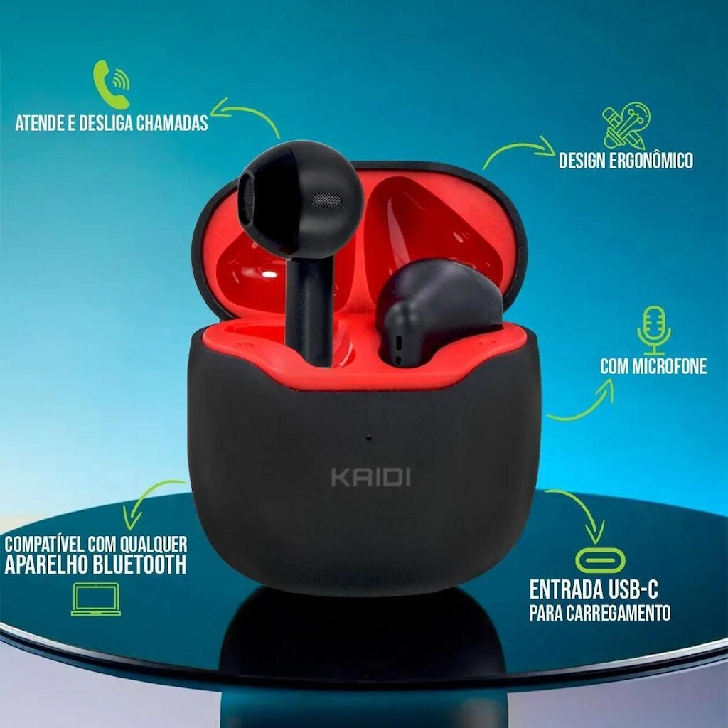 Fone de Ouvido Kaidi 771 Bluetooth 5.1 KD-771 TWS Touch 775 5603 5602 Cor: