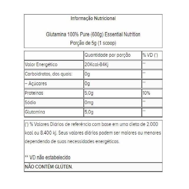 Glutamina 600g Imunidade Essential Nutrition