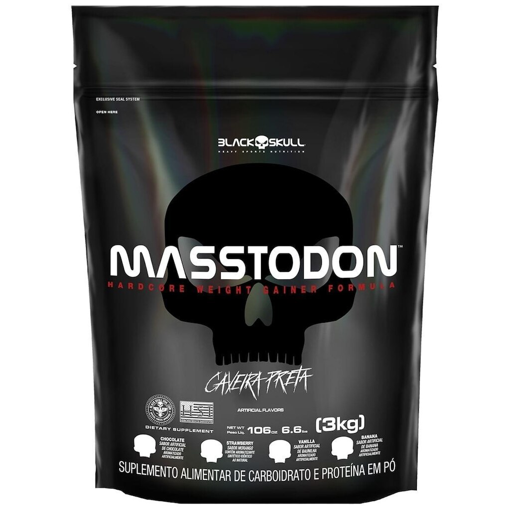 Hipercalórico Masstodon - 3Kg - Refil - Black Skull