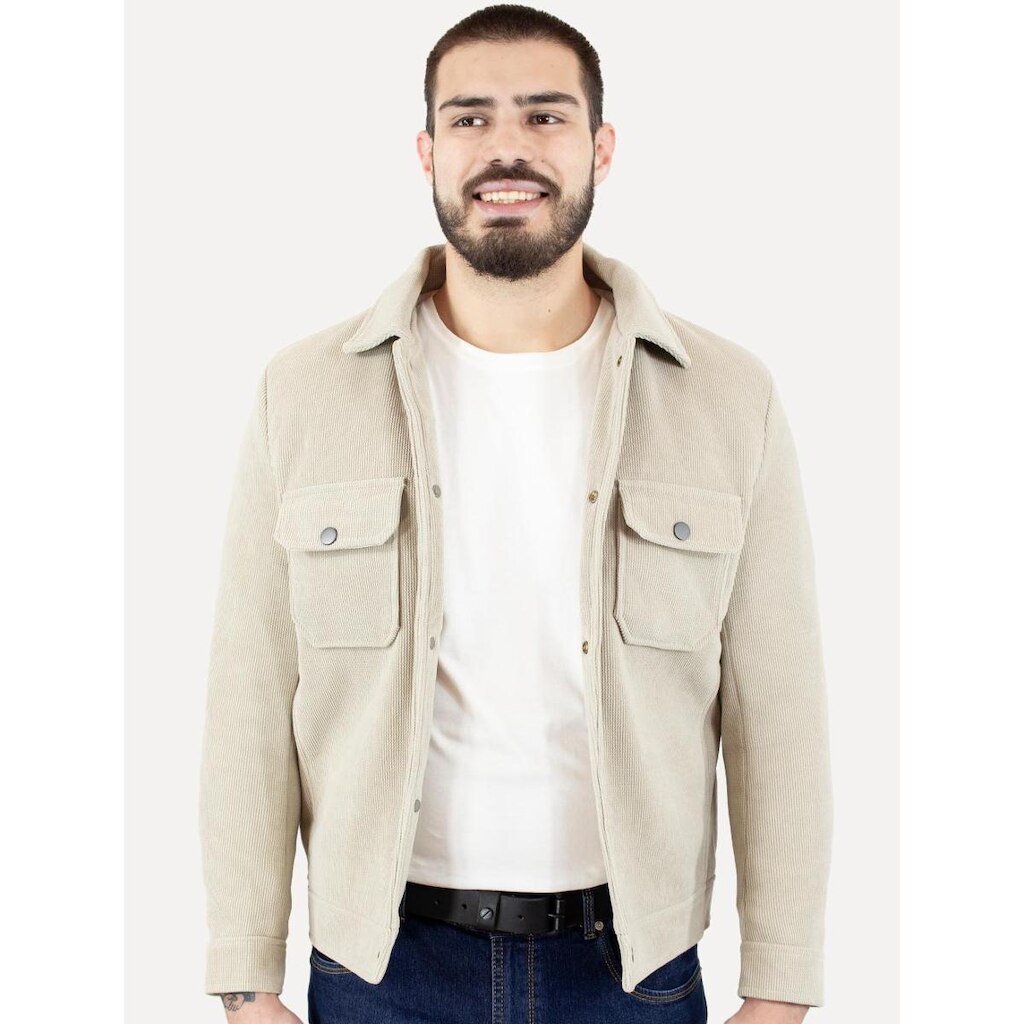 Jaqueta Dixen Masculina Cotelê Canelada Pockets Button Areia