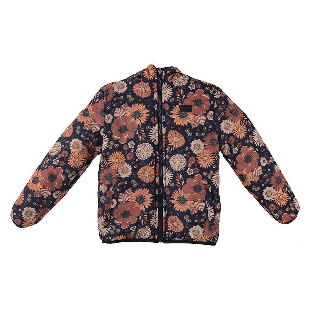 Jaqueta Infantil Feminina Freesurf Boho Dupla Face Floral Preta - 140904