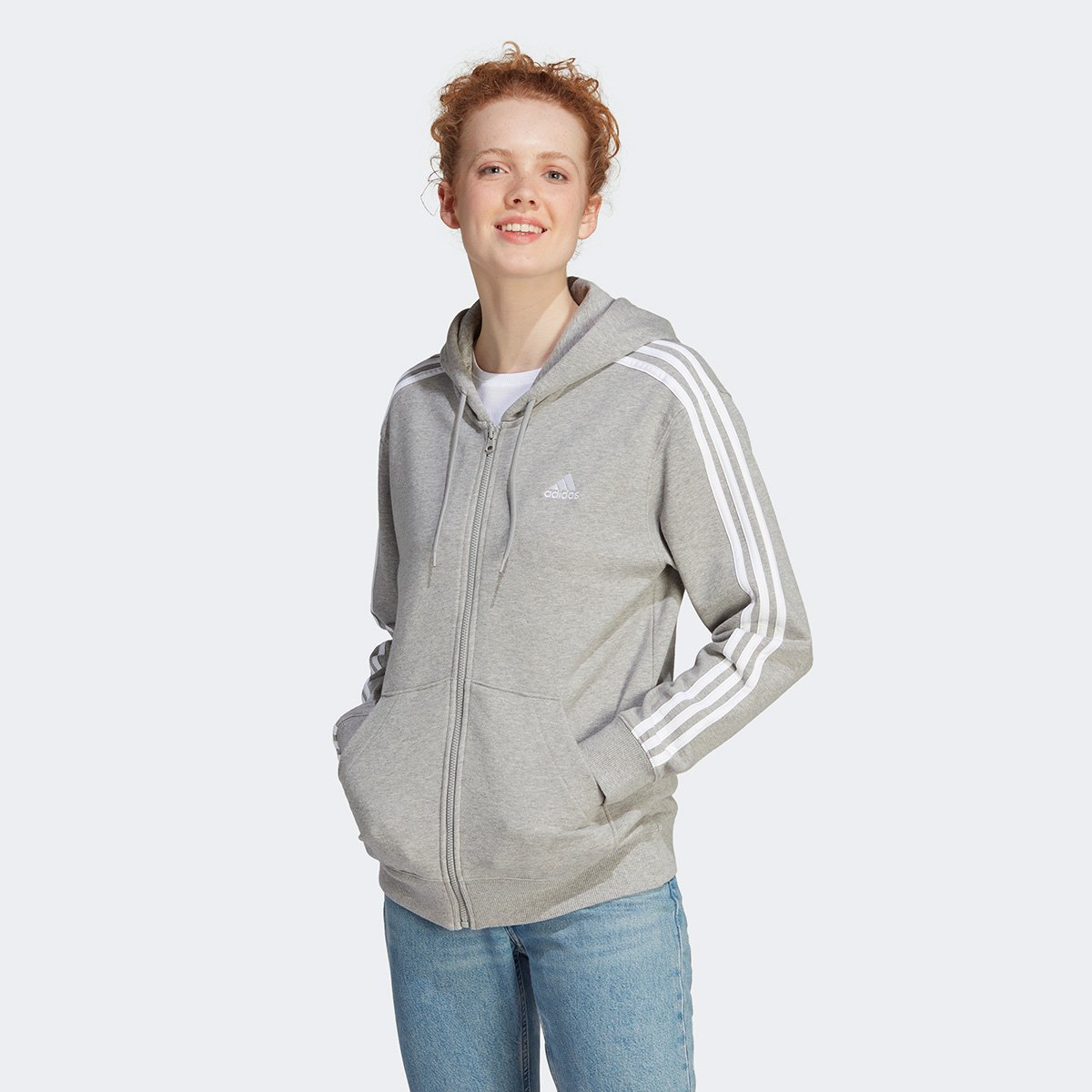 Jaqueta Moletom Adidas Stripes Feminina