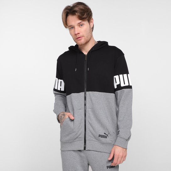 Jaqueta Moletom Puma Power Colorblock Fz Masculina - Preto Menor preço em Jaqueta Moletom Puma Power Colorblock Fz Masculina - Preto