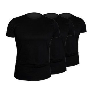 jogo 3 Camisetas Masculina Preta Lisa Básica 100% Algodão Sublimação