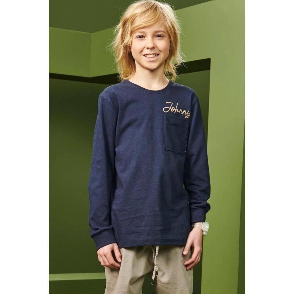 Johnny Fox Camiseta Manga Longa com Bolso Marinho