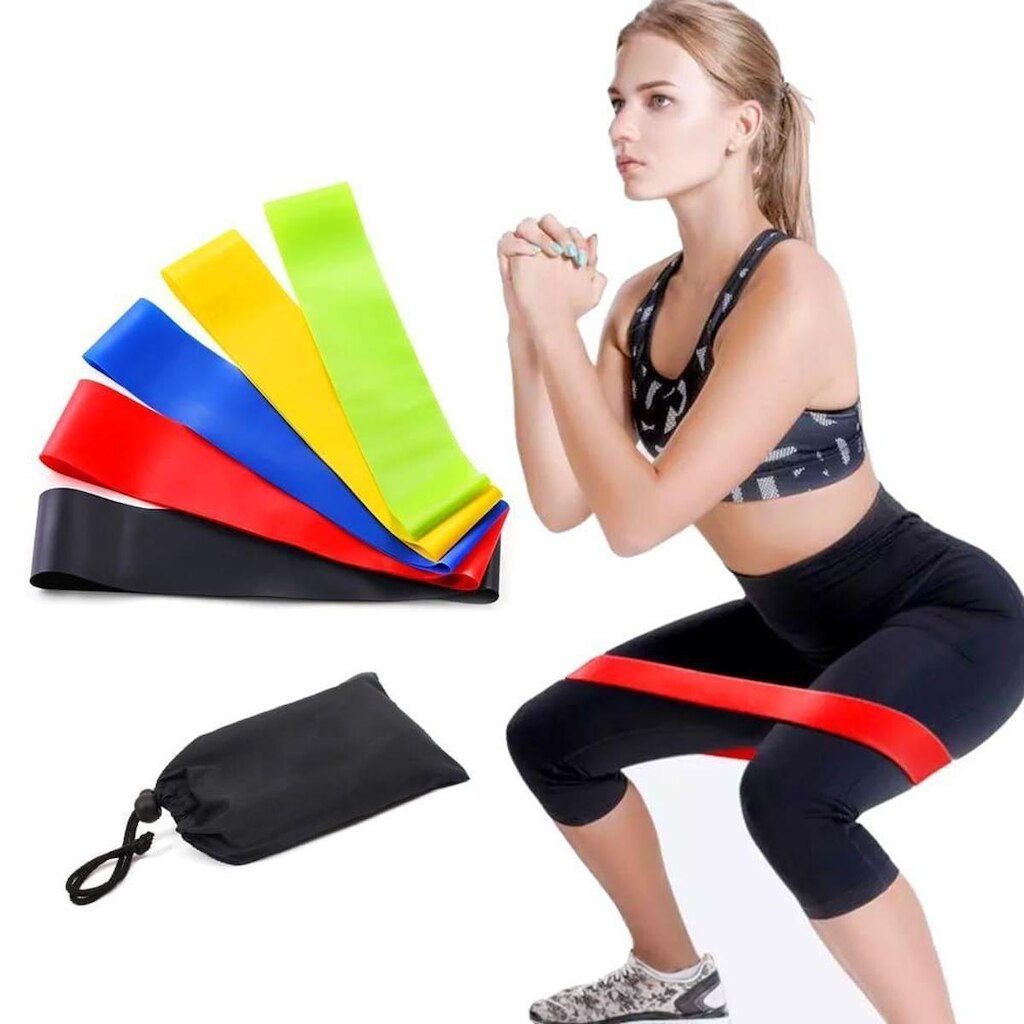 Kit 05 faixas Mini Bands Faixa Elástica de Exercícios Diferentes Intensidades