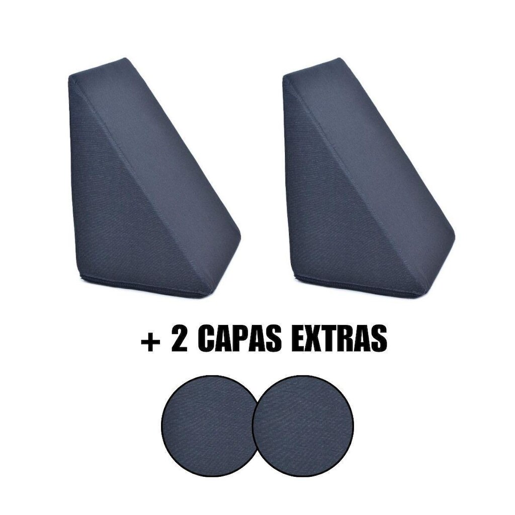 Kit 2 Almofada Triangular Encosto Espuma Antirefluxo Apoio Costas Anatômico Leitura + Capa Extra