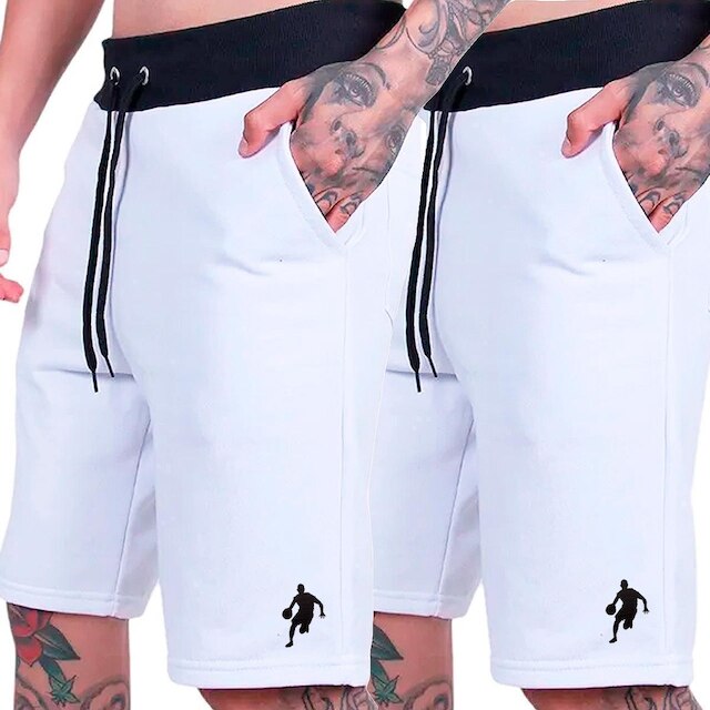 Kit 2 Bermudas Moletom Masculino Shorts Esportivo Basquete Dibre