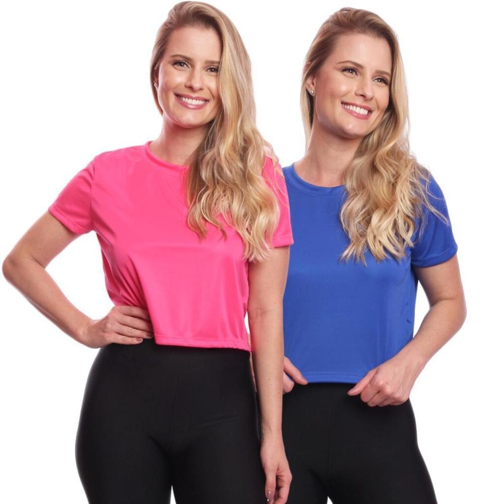 Kit 2 Blusas Via Basic Cropped Dry Academia Feminina