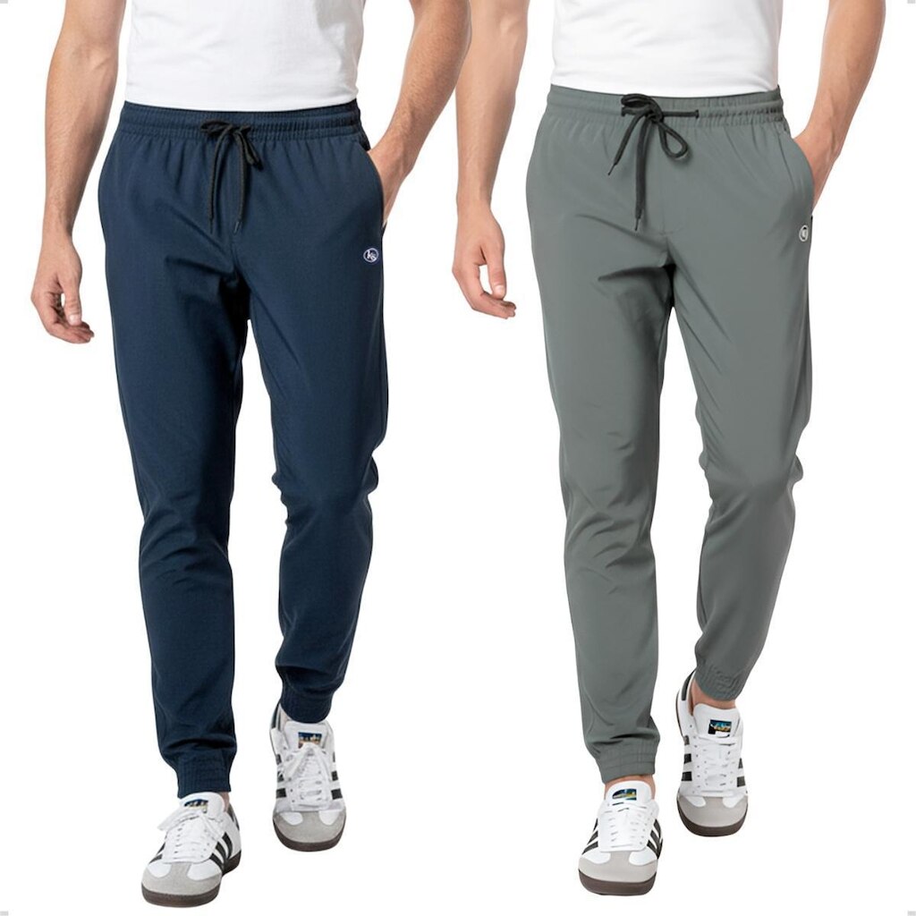 Kit 2 Calças Jogger Masculina DZ Esportiva Tactel com Elastano  Casual