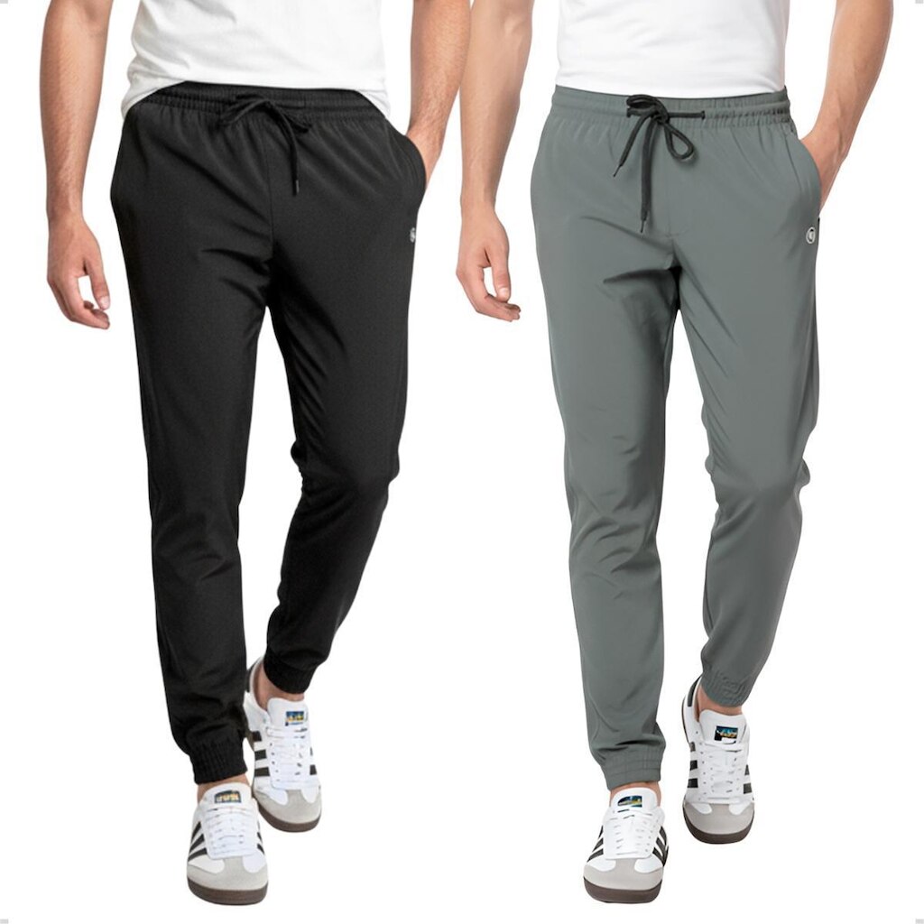 Kit 2 Calças Jogger Masculina DZ Esportiva Tactel com Elastano  Casual