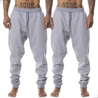 KIT 2 Calças Moletom Jogger Cargo Confortável Treino Frio Masculina