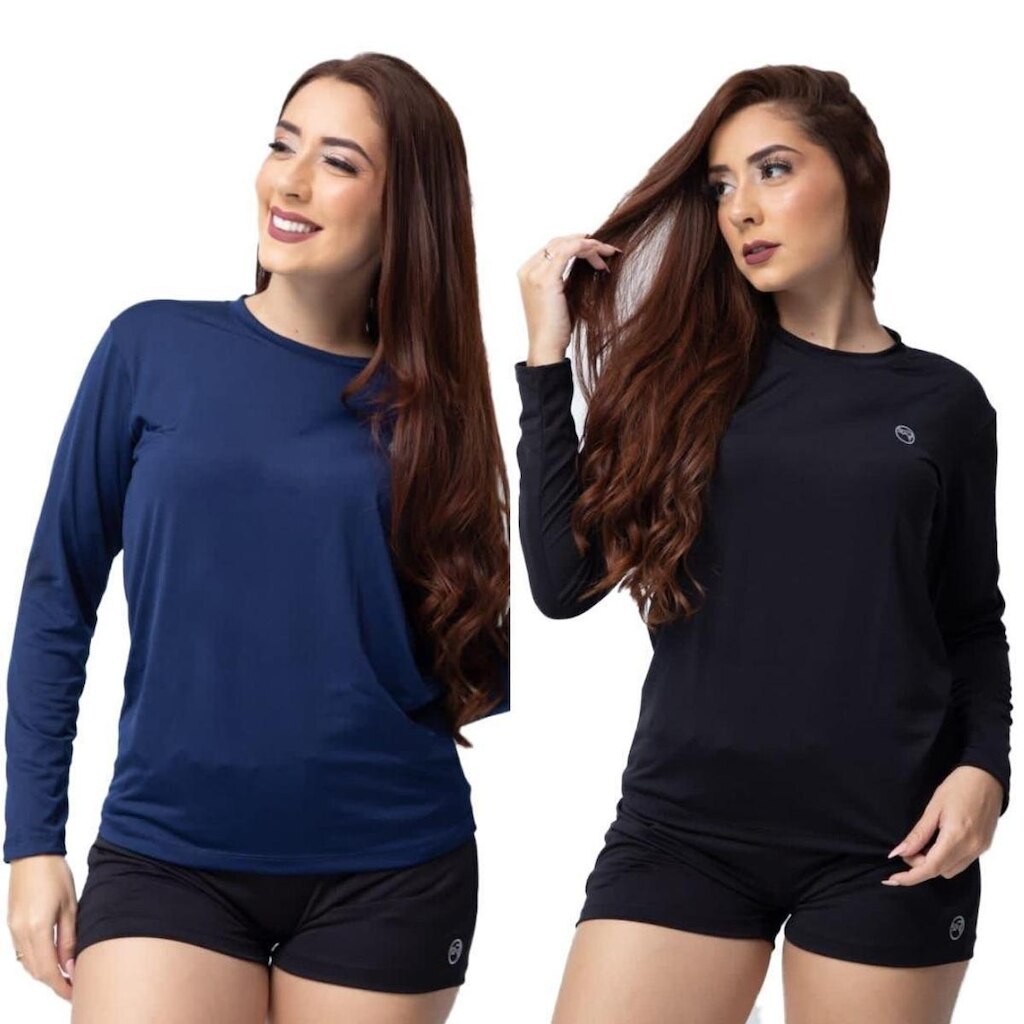 Kit 2 Camisa Térmica Feminina Uv 50+ Segunda Pele Proteção Solar