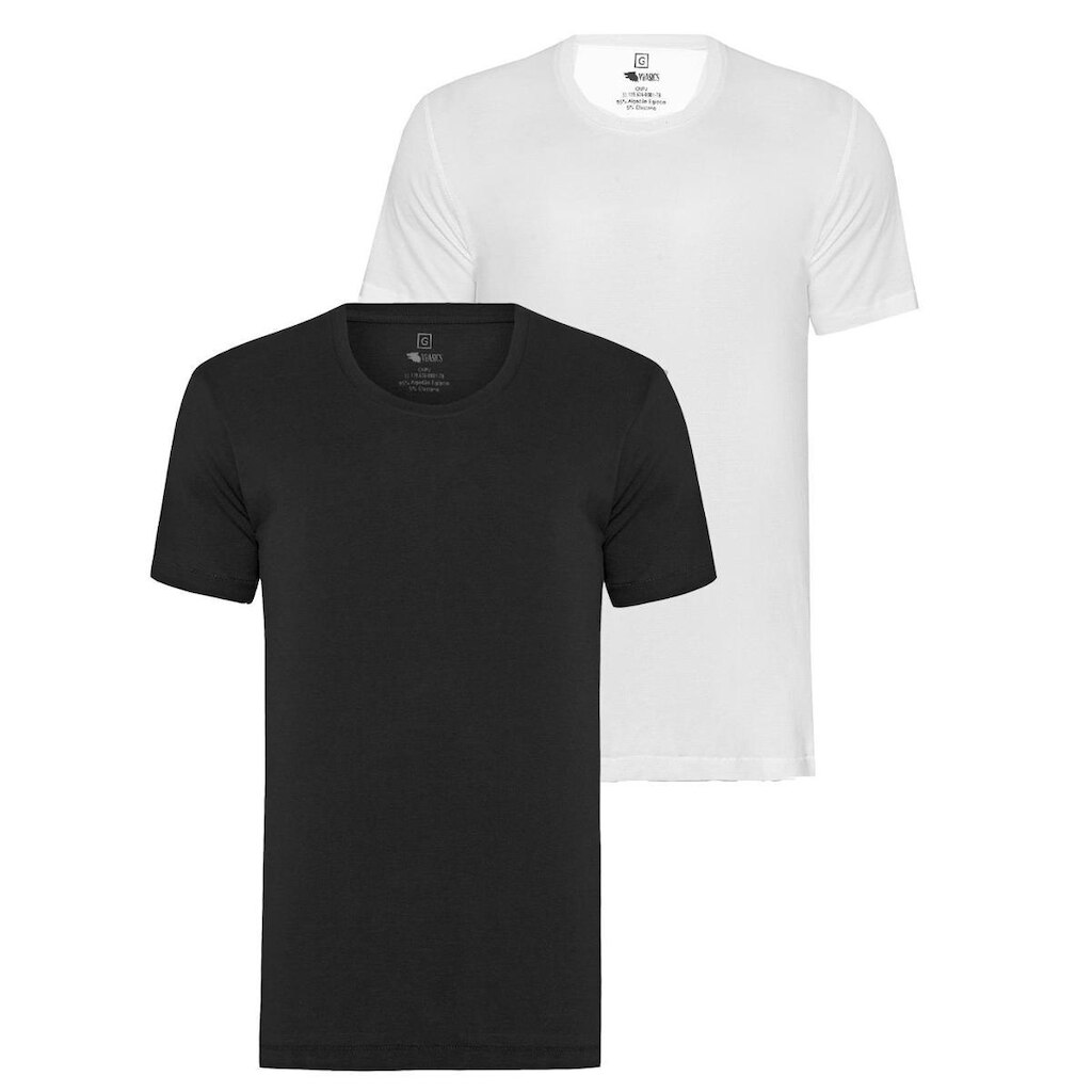 Kit 2 Camisetas Algodão Egípcio Slim Fit Masculina - Off e Branco - G1