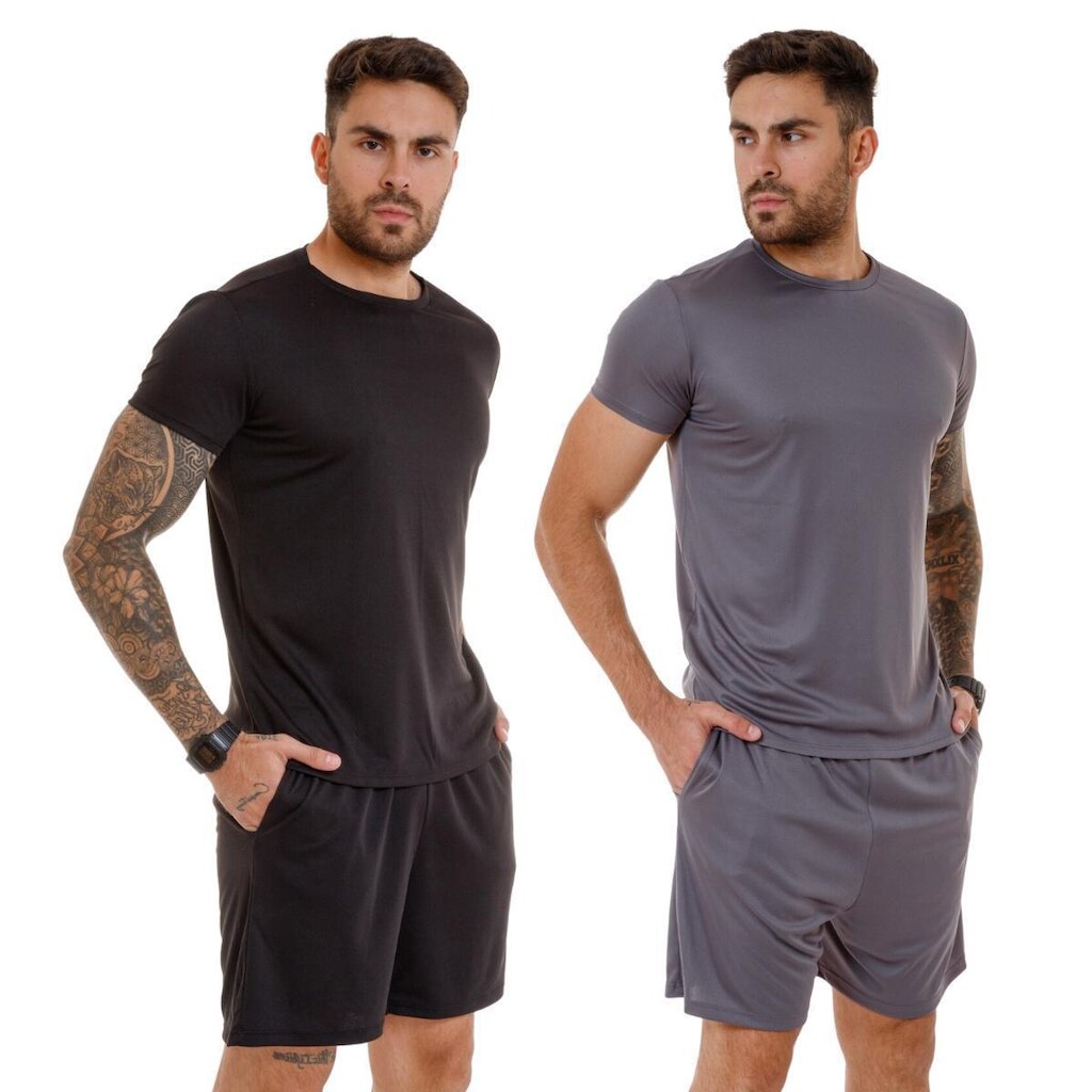 Kit 2 Conjunto Camisa e Shorts Dry Slim Fitness