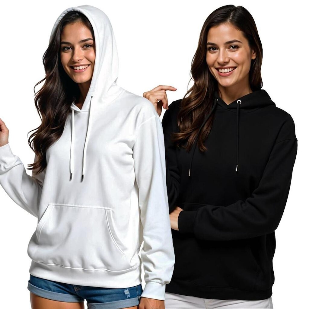 Kit 2 Moletom Feminino Blusao Casaco Canguru Com Capuz
