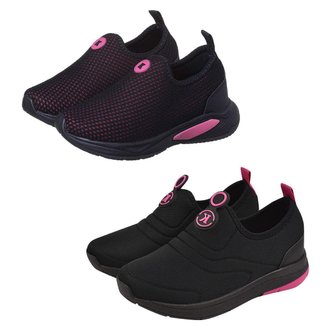 KIT 2 PARES Tenis Infantil Calce Facil Menina Pink K Telinha e Pink K Bordado Kidstep