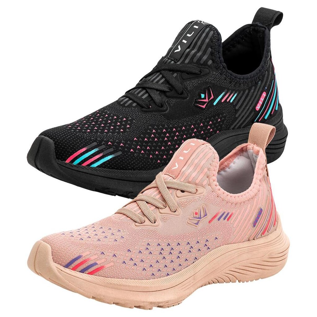 Kit 2 Pares Tênis Vili Feminino para Caminhada Academia