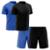 Kit 2 Short + 2 Camisetas Masculina Dry Esporte Treino Academia Futebol Camisa Blusa - Preto+Azul