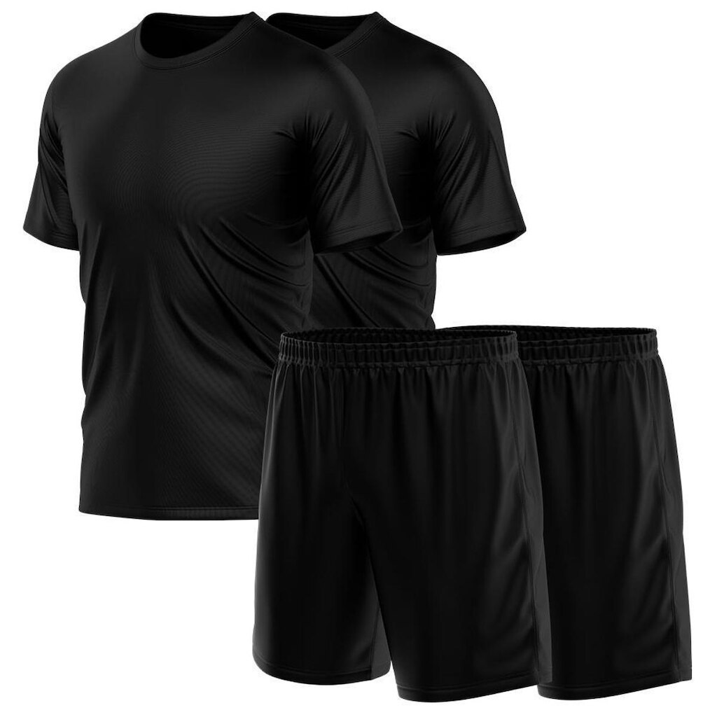 Kit 2 Short + 2 Camisetas Masculina Esporte Treino Academia
