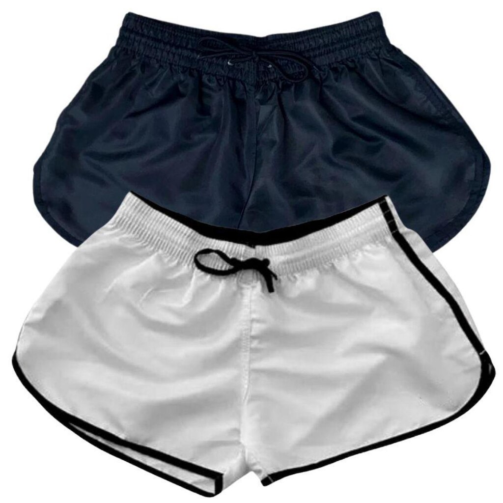 Kit 2 Short Bermuda Feminino Tactel Liso Moda Praia Verão