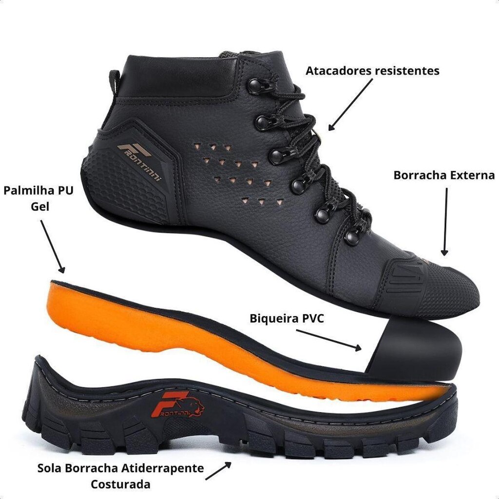 Kit 2 Tênis Cano Alto Masculino Coturno Adventure Bico Pvc Solado Tratorado