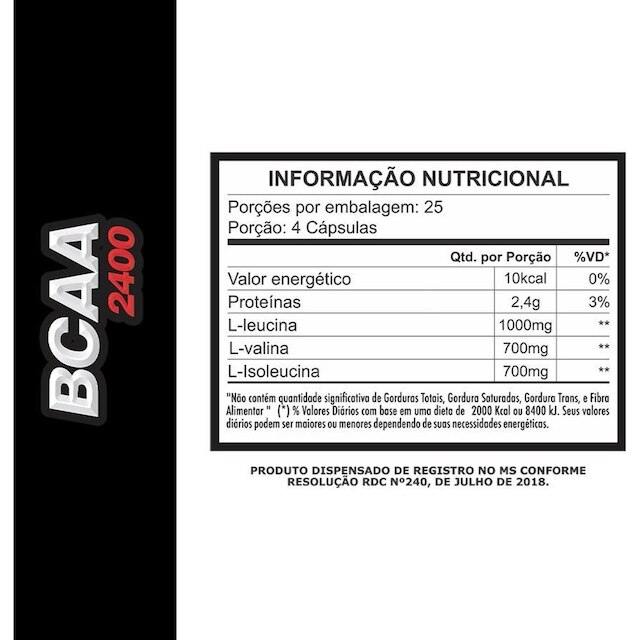 Kit 2X BCAA 2400 Gourmet 100 caps - FN Forbis Nutrition