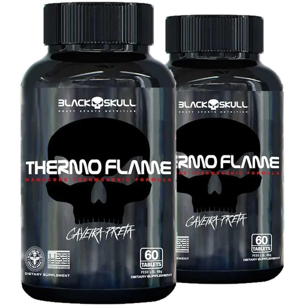 Kit 2x Cafeína Termogênico Black Skull Thermo Flame 60 Tabs