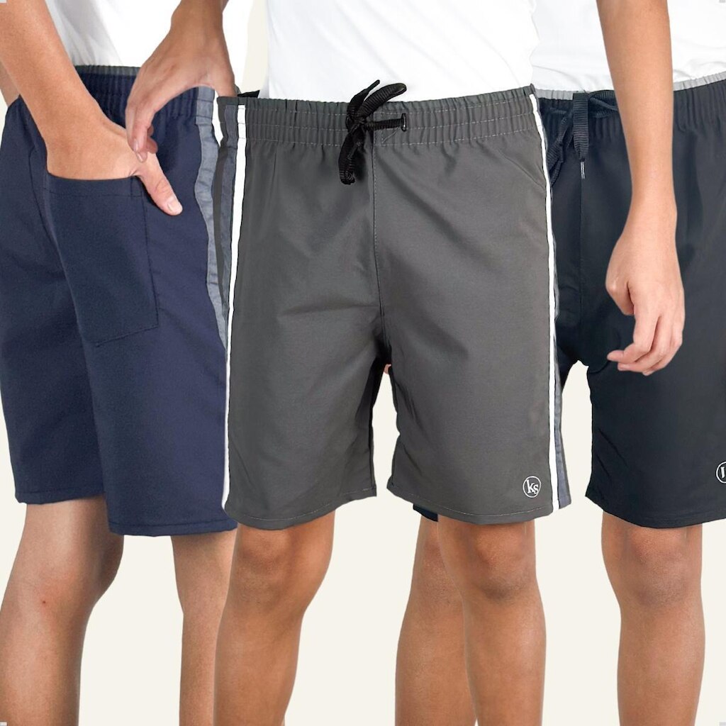 KIT 3 Bermuda Infantil Short Tactel Escola Praia Piscina