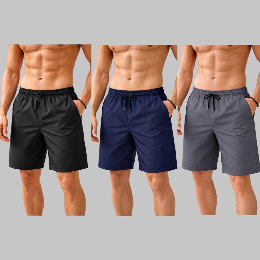 Kit 3 Bermuda Masculina Tactel Casual Leve Cós Elástico