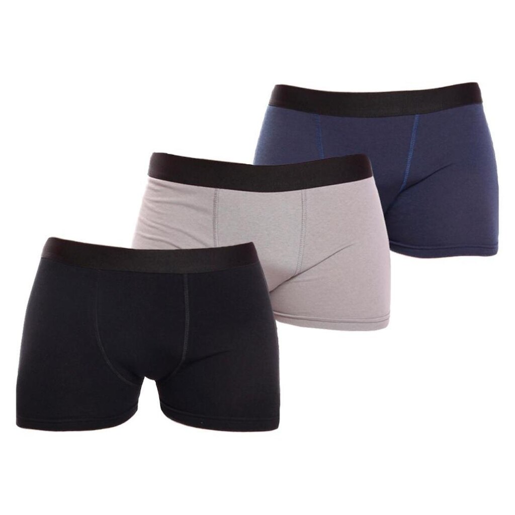 Kit 3 Cuecas Boxer Lisa Cotton Algodão Box Premium