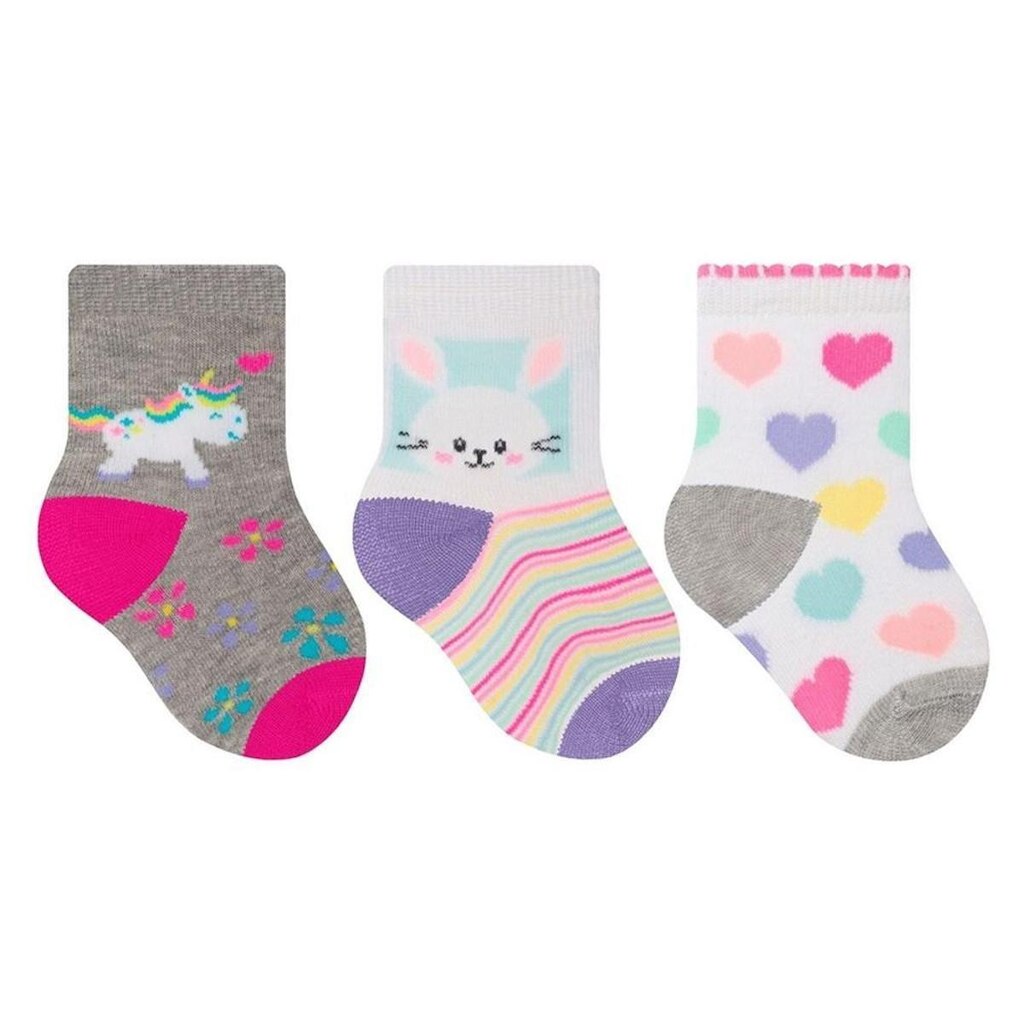 Kit 3 Pares de Meia Selene Bebê Meninas Estampada