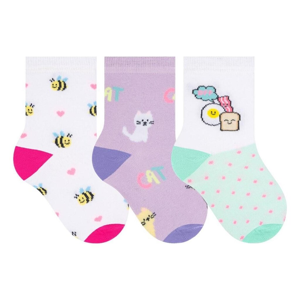 Kit 3 pares de meias Selene Infantil Menina Algodão Varias Estampas 1340/2010