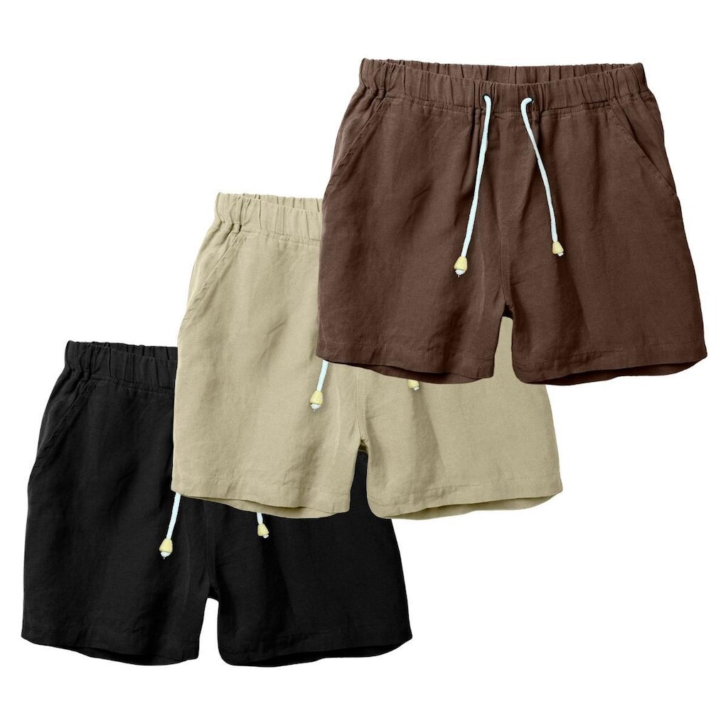 Kit 3 Shorts Linho Masculina Com Cordão Bermuda Casual Verão