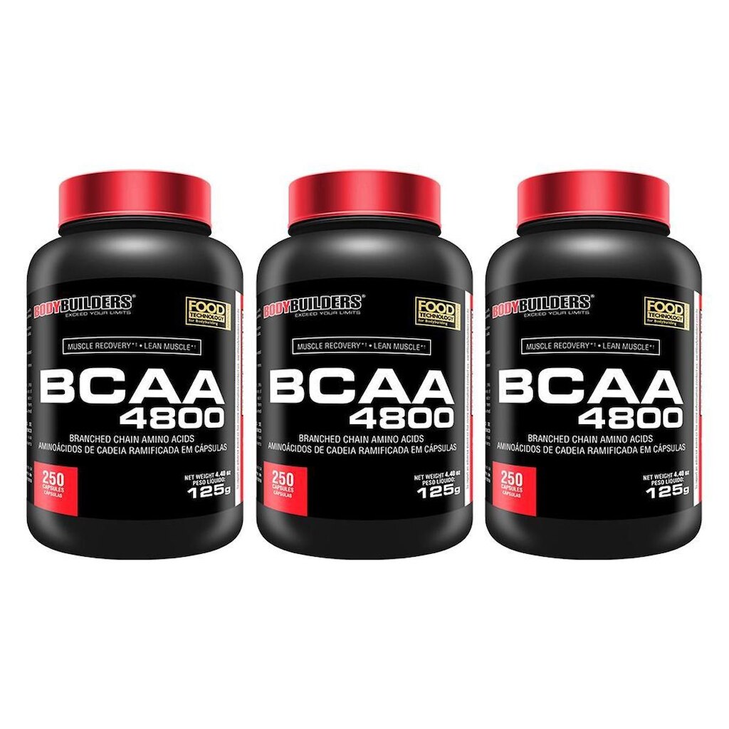 Kit 3x BCAA 4800 - 250 cáps – Bodybuilders