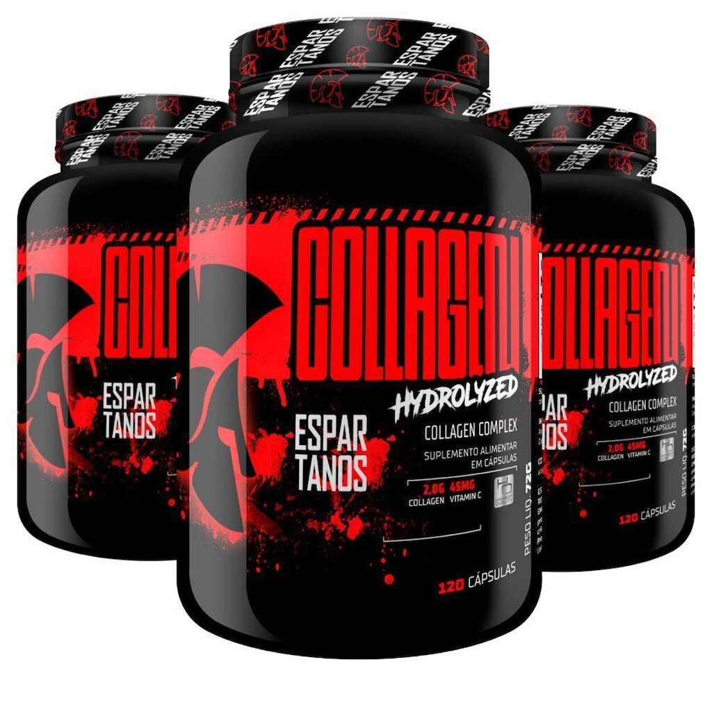 Kit 3X Colágeno  Hidrolisado Espartanos Collagen (360 Cáps)