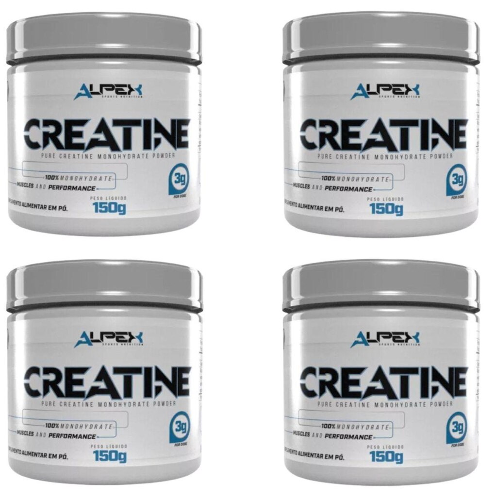 Kit 4x Creatina Monohidratada 150g Pura Alpex Nutrition
