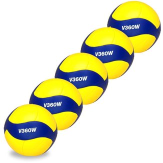 Kit 5 Bolas Vôlei Mikasa V360W Macia Oficial Quadra Treino Profissional