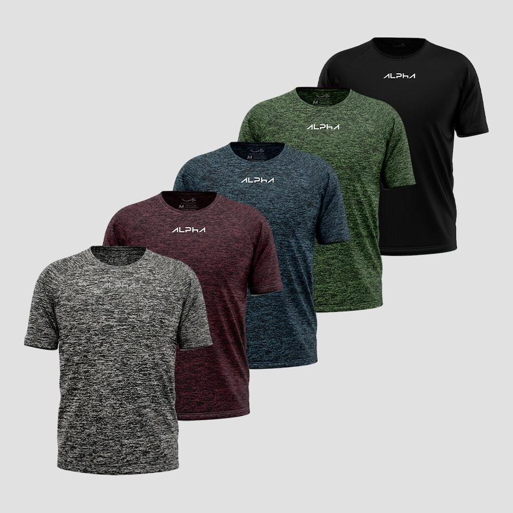Kit 5 Camisetas New Fluid Mescla Dry Alpha Co Masculina